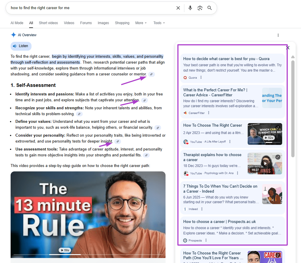 Google AI overview for the query ‘how to grow on social media’