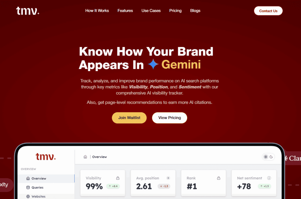 AI search vs SEO Track My Visibility landing page