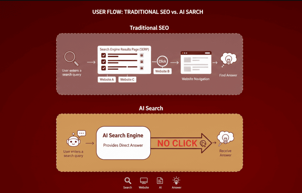 AI search vs SEO User search behavior in AI search vs SEO
