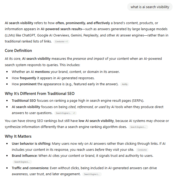 AI search result in ChatGPT