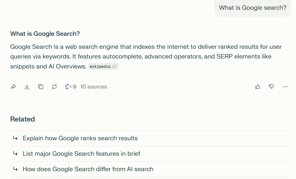 Image showing follow-up questions in Perplexity AI search