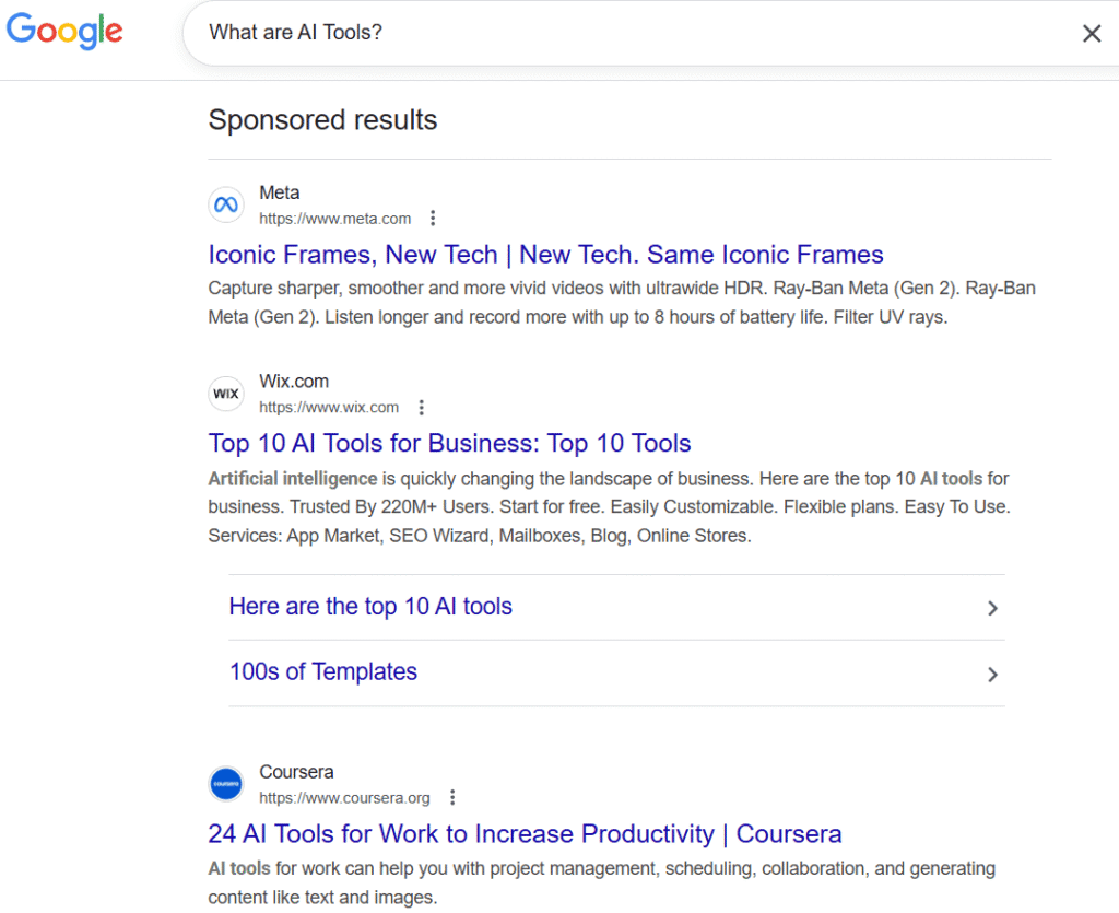 Image showing search engine result for a query