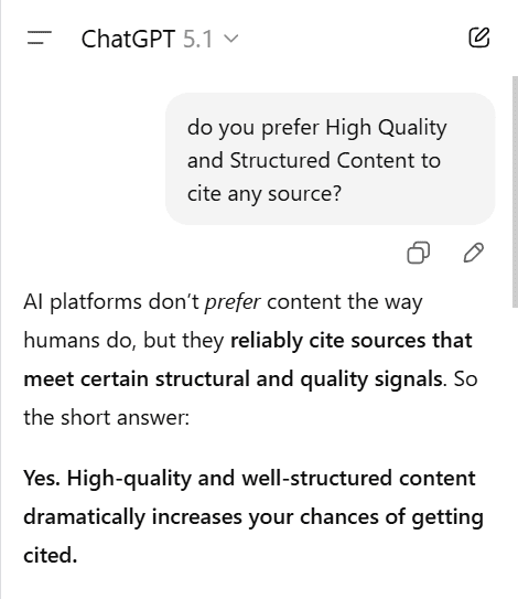 high quality and structured content