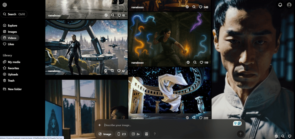 ChatGPT’s Sora dashboard