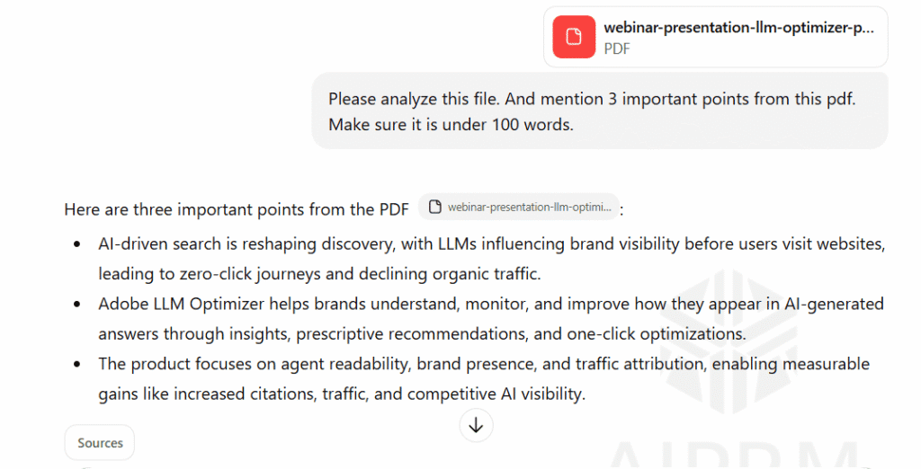 ChatGPT’s response to the file analysis prompt