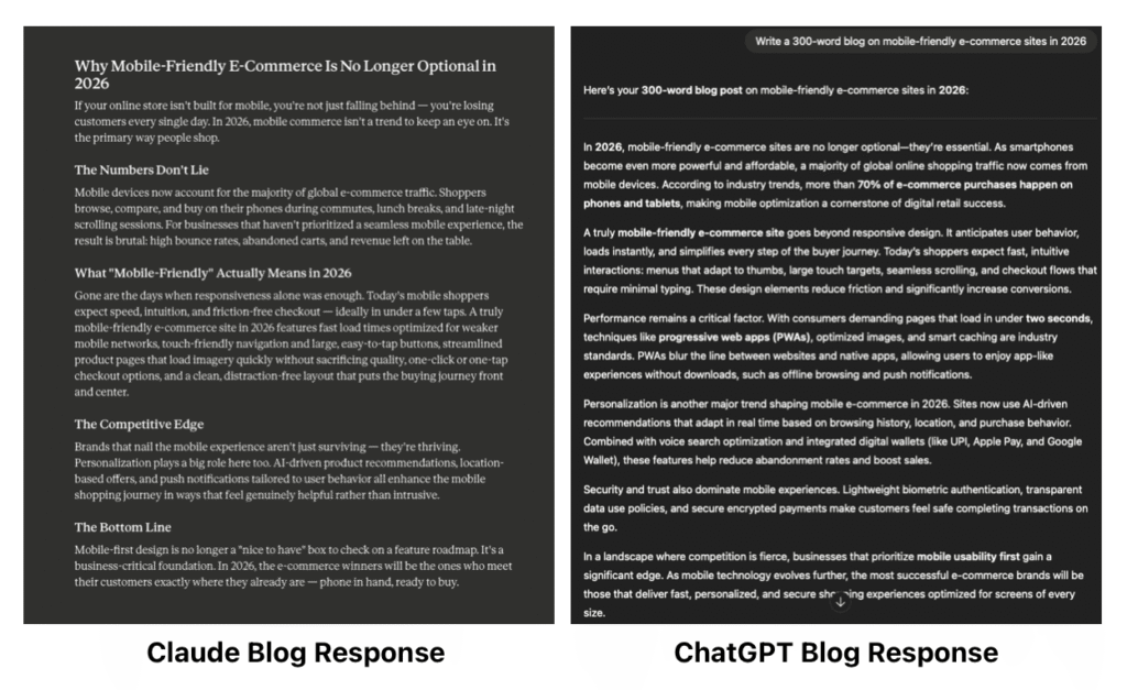 Claude vs ChatGPT blog response