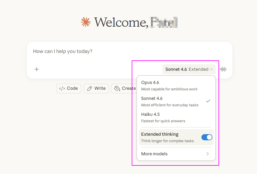 Claude with extended thinking mode