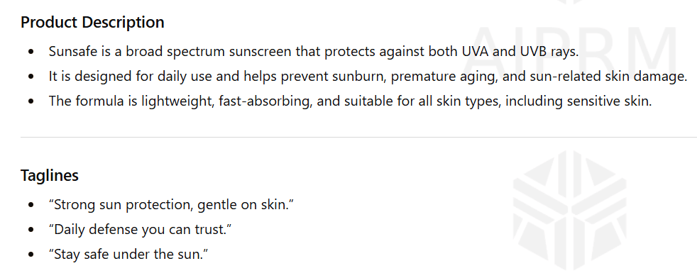 Description & Taglines from ChatGPT's response