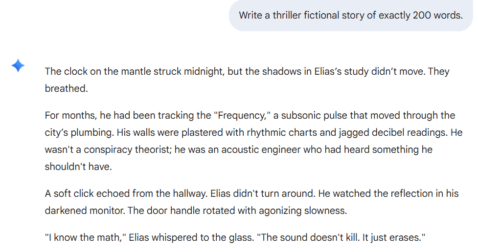 Gemini’s creative writing response