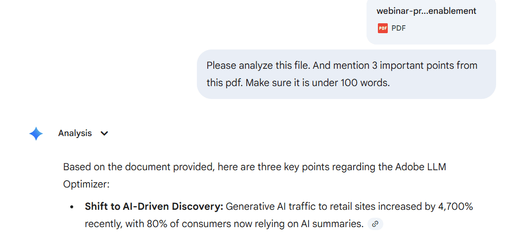 Gemini’s response to the file analysis prompt