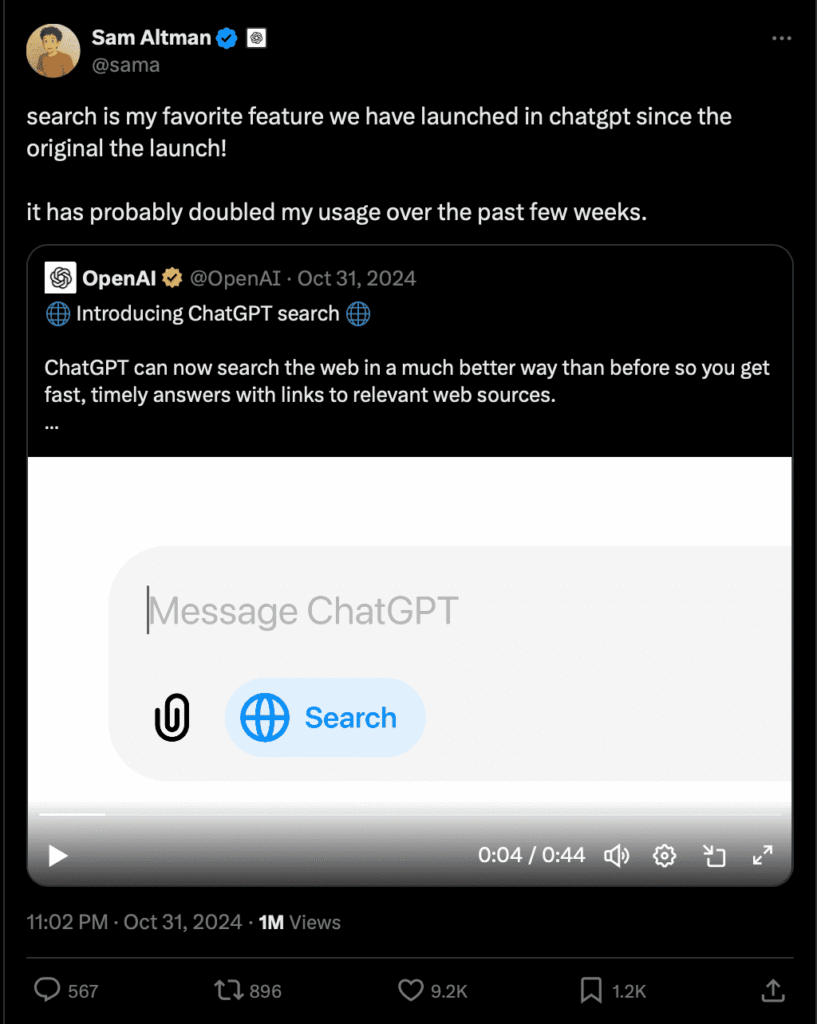 Sam Altman’s post on X