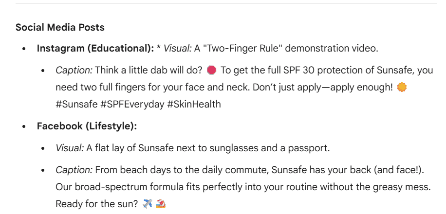 Social media posts ideas from Gemini