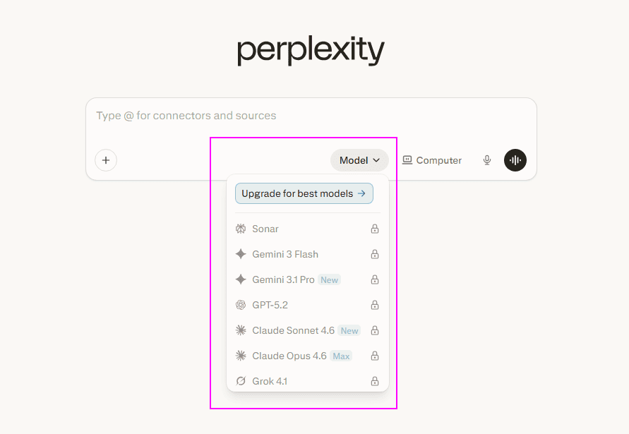 perplexity with multiple third party models