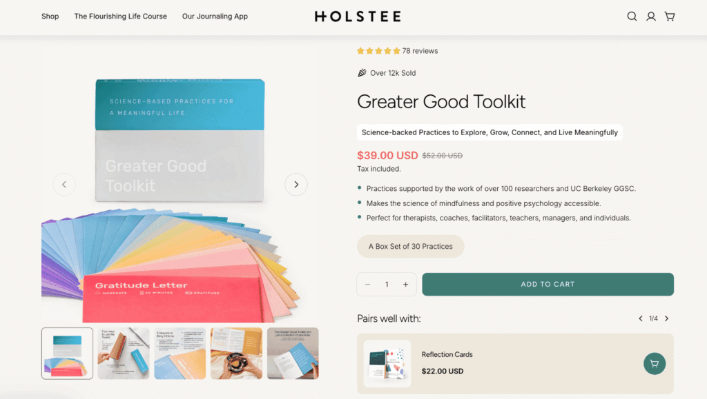 Product page example with good user experience