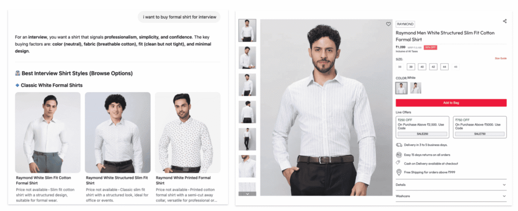 ChatGPT recommendation and product page