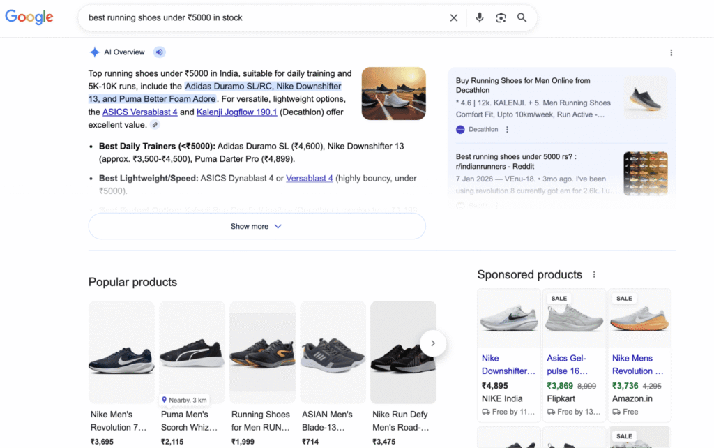 Product recommendation on Google AIO based on pricing