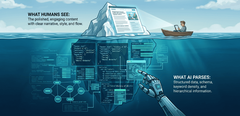 Comparing polished human content against structured AI data