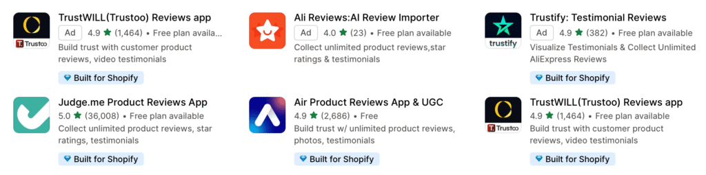 Product schema example from Shopify app store