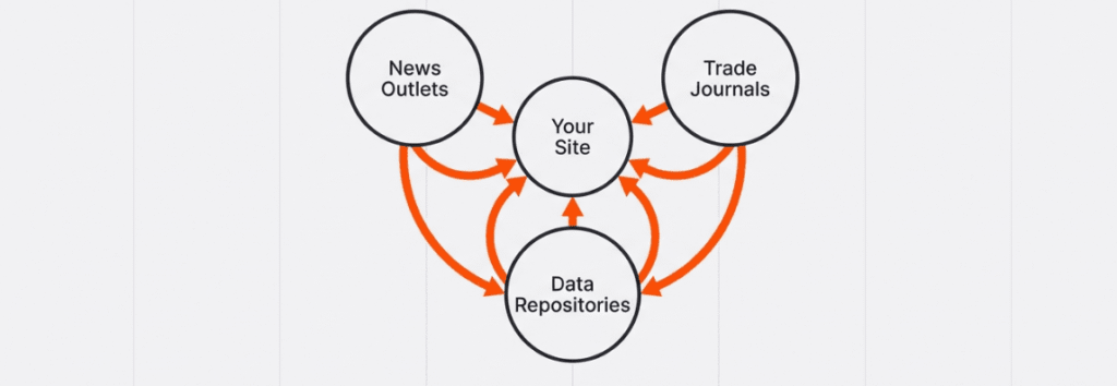 Diagram of topical authority and external connections