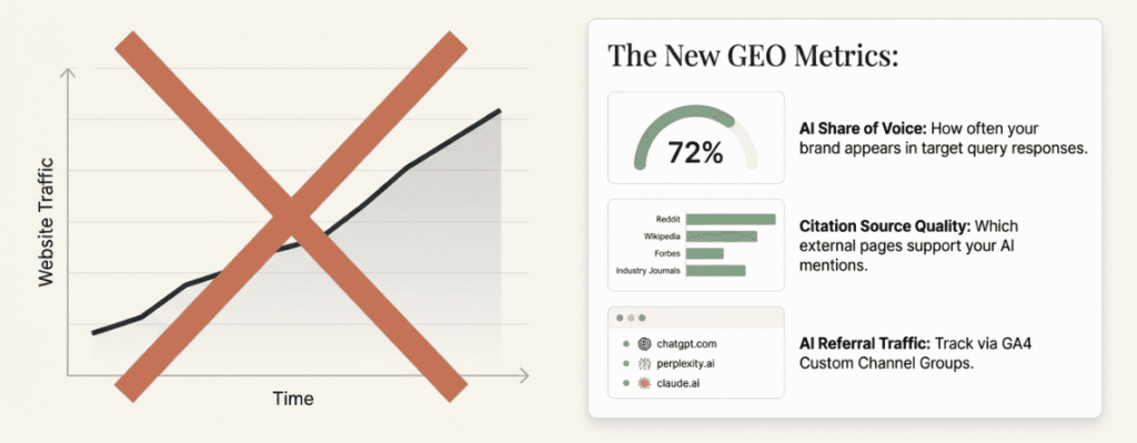 Transitioning from traffic metrics to new GEO metrics