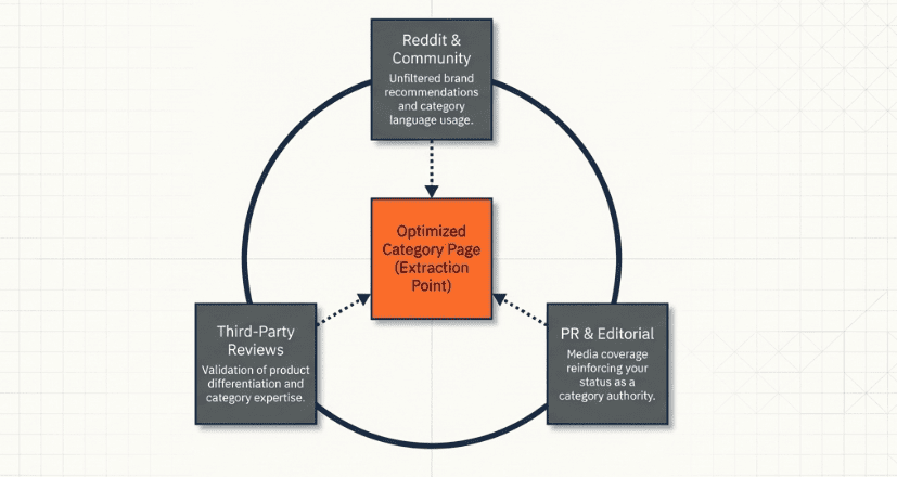 Diagram showing signals needed beyond category page optimization