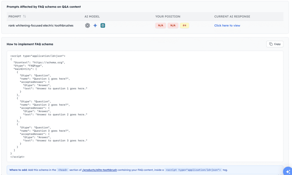 TMV on page opportunities with FAQ schema implementation