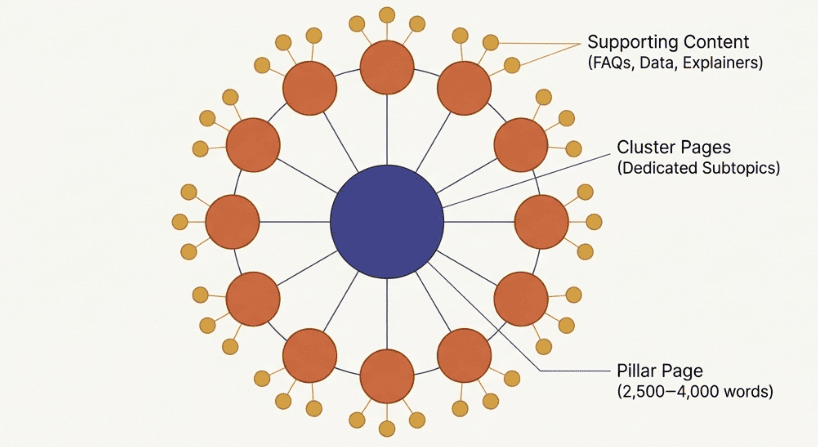Map showing topical authority content structure