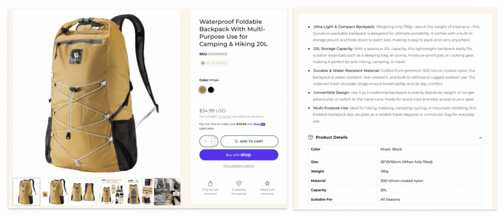 Clear and purpose-led product description