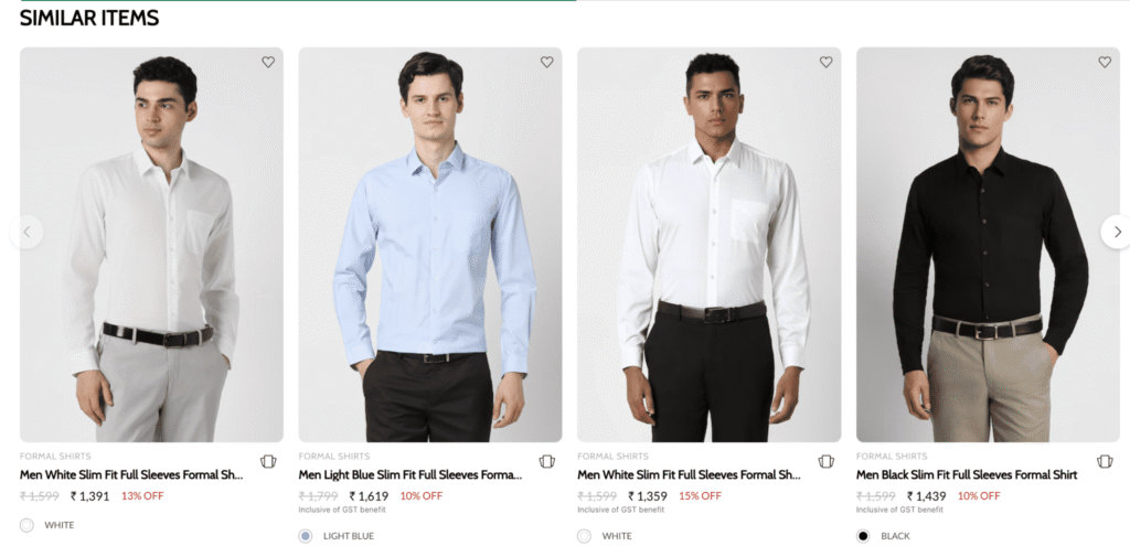 Similar item suggestion for the product