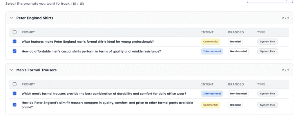 Track My Visibility prompt review for tracking