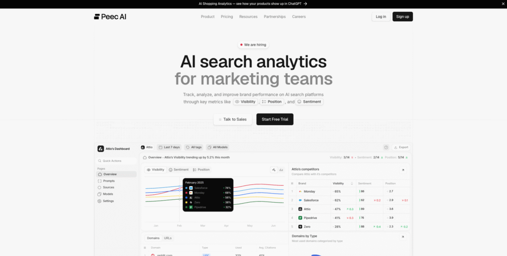 Peec AI home page