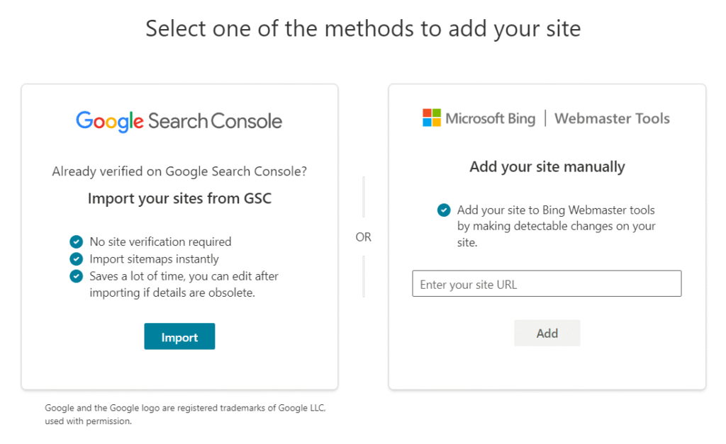 Bing webmaster add website