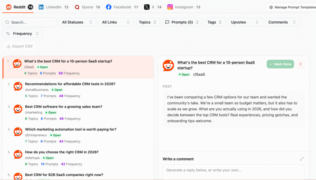 AIclicks Reddit community-engagement recommendation