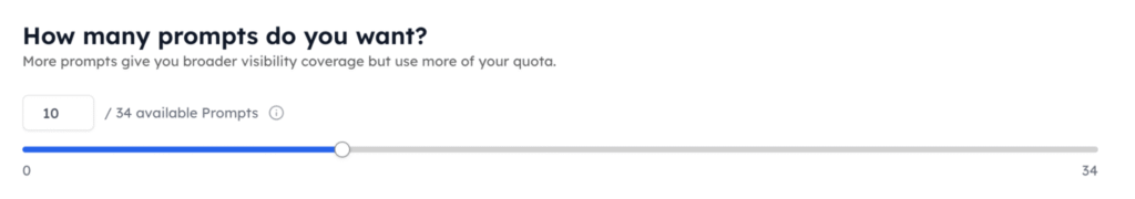 Track My Visibility’s prompt coverage based on quota
